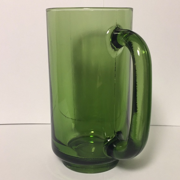 Vintage Anchor Hocking beer/ice tea mugs with handle green glasss set of 3 - Picture 2 of 6